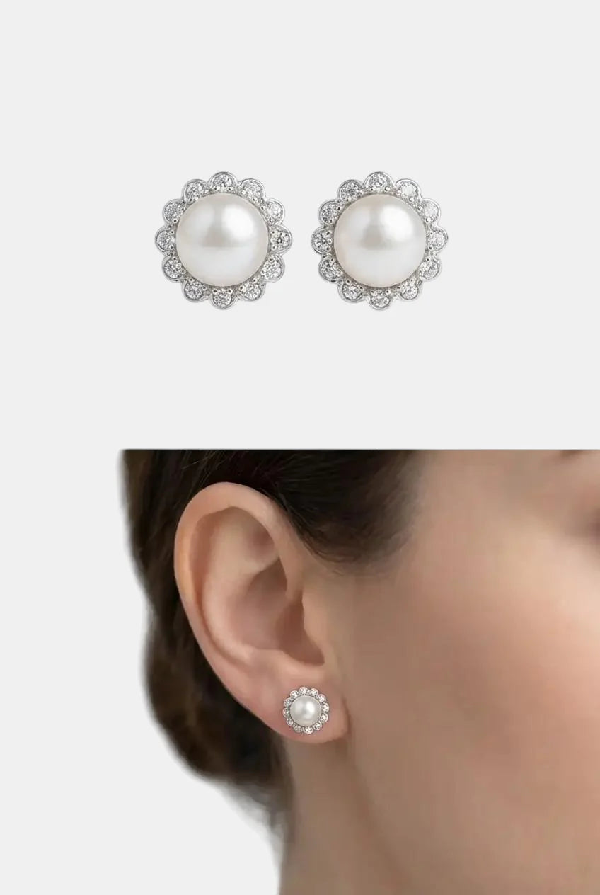 Сребърни обеци – Перлен Акцент