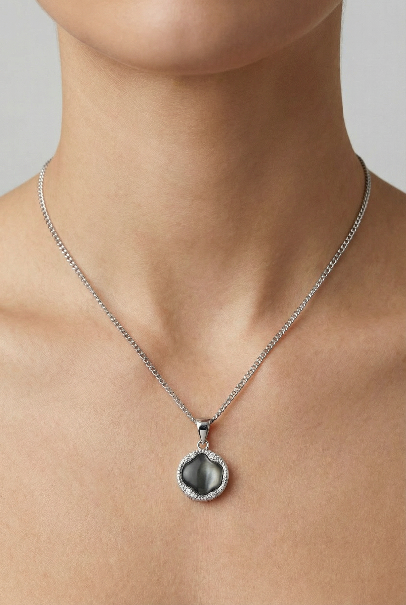 Сребърно колие - Нощен Седеф