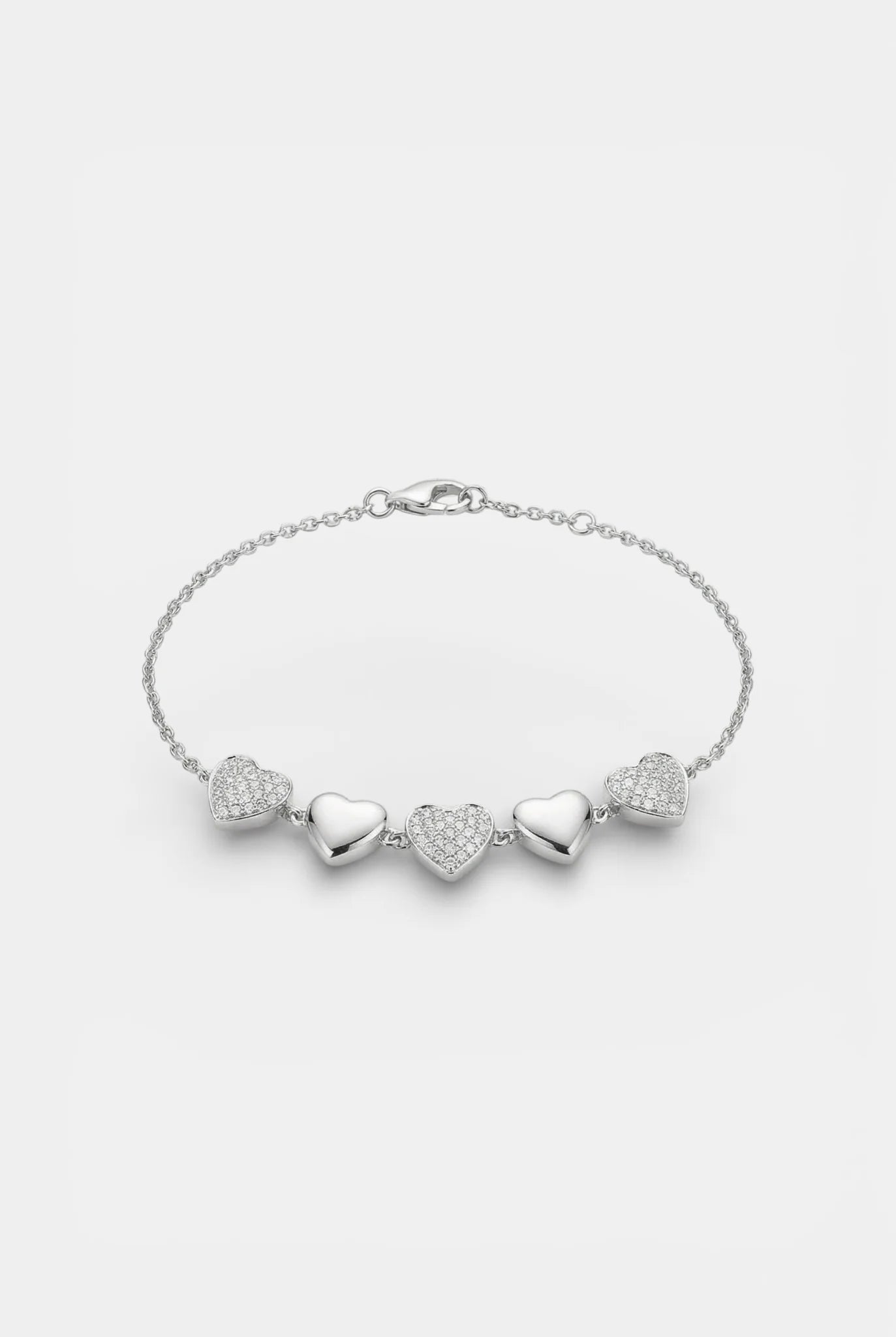 Сребърна гривна - Сърца в хармония