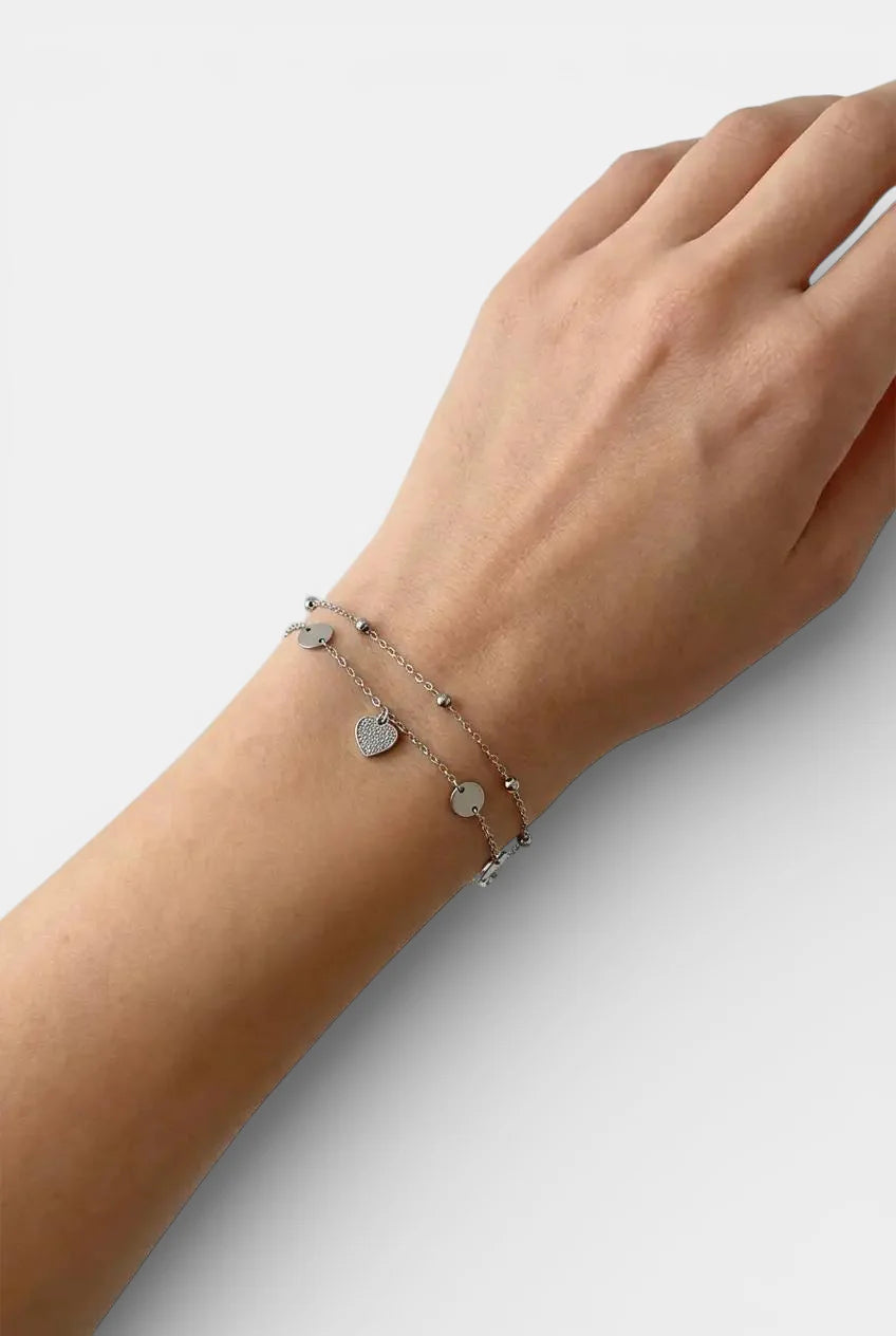 Сребърна гривна – Сърца Хармония