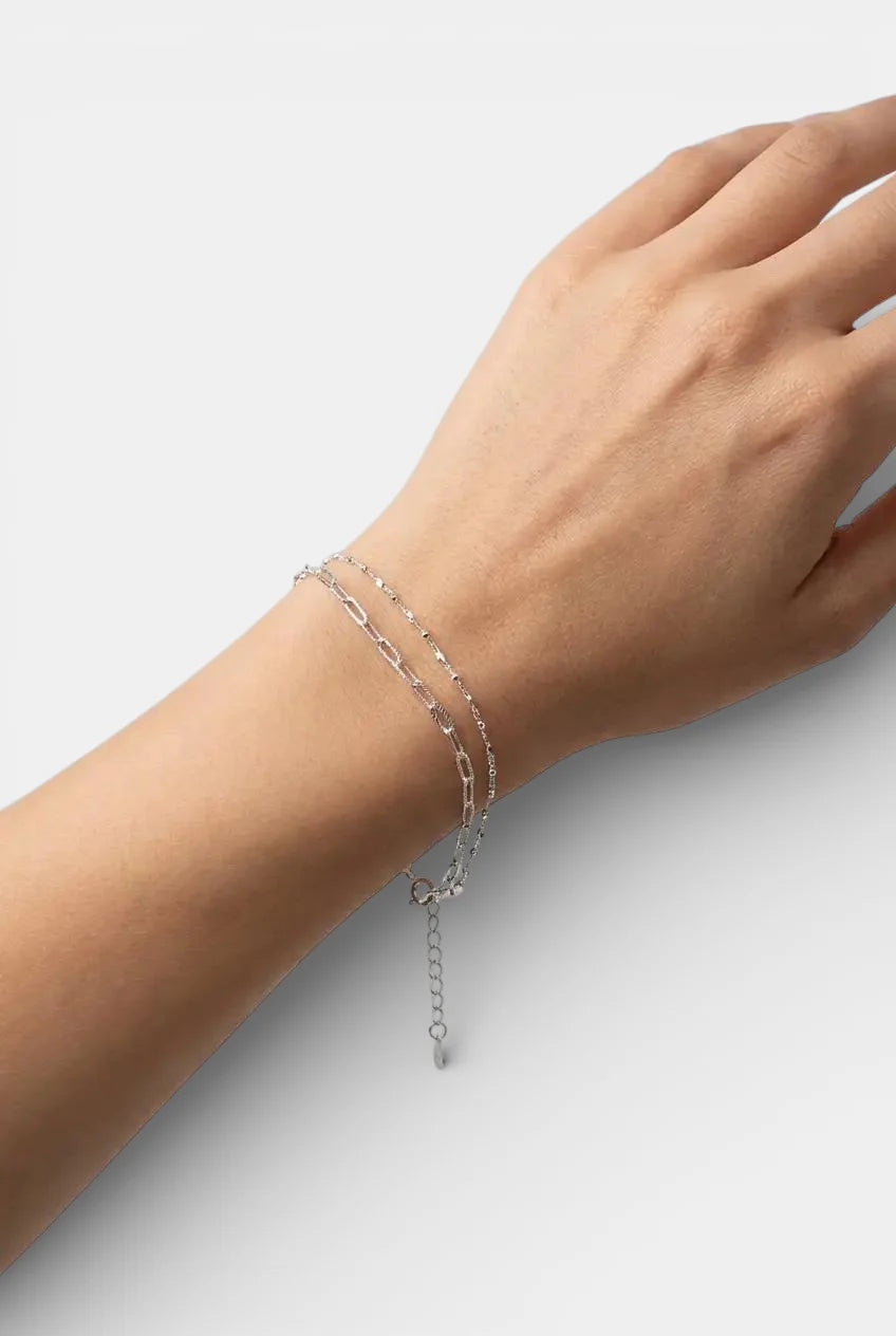 Сребърна гривна - Двоен Блясък