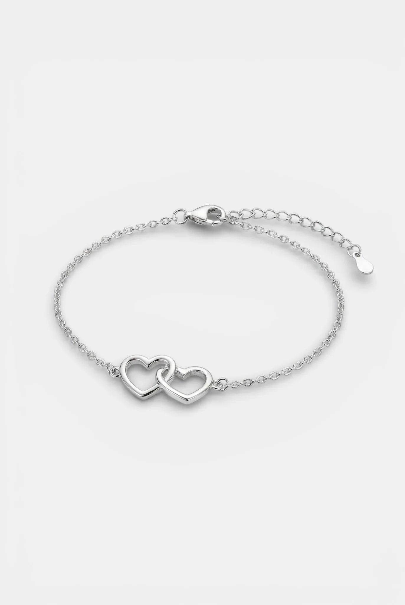 Сребърна гривна - Свързани сърца